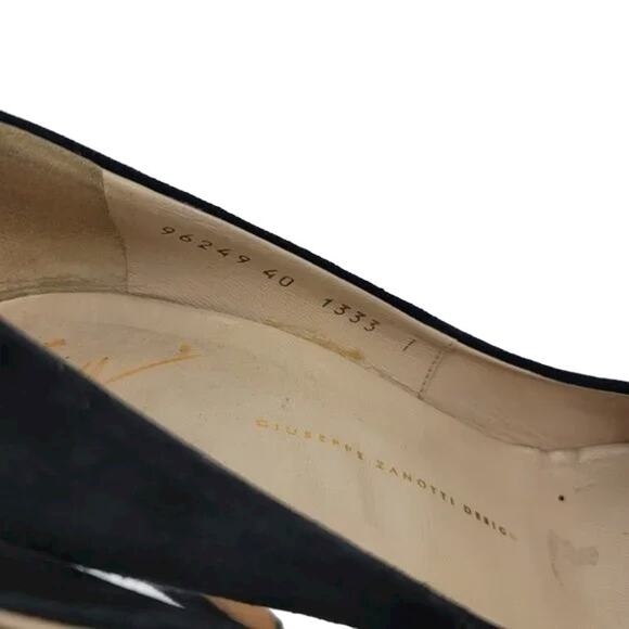 Giuseppe Zannoti Black Suede Round Toe Slip On Platform Heels EUR 40 US 10 - Picture 4 of 7